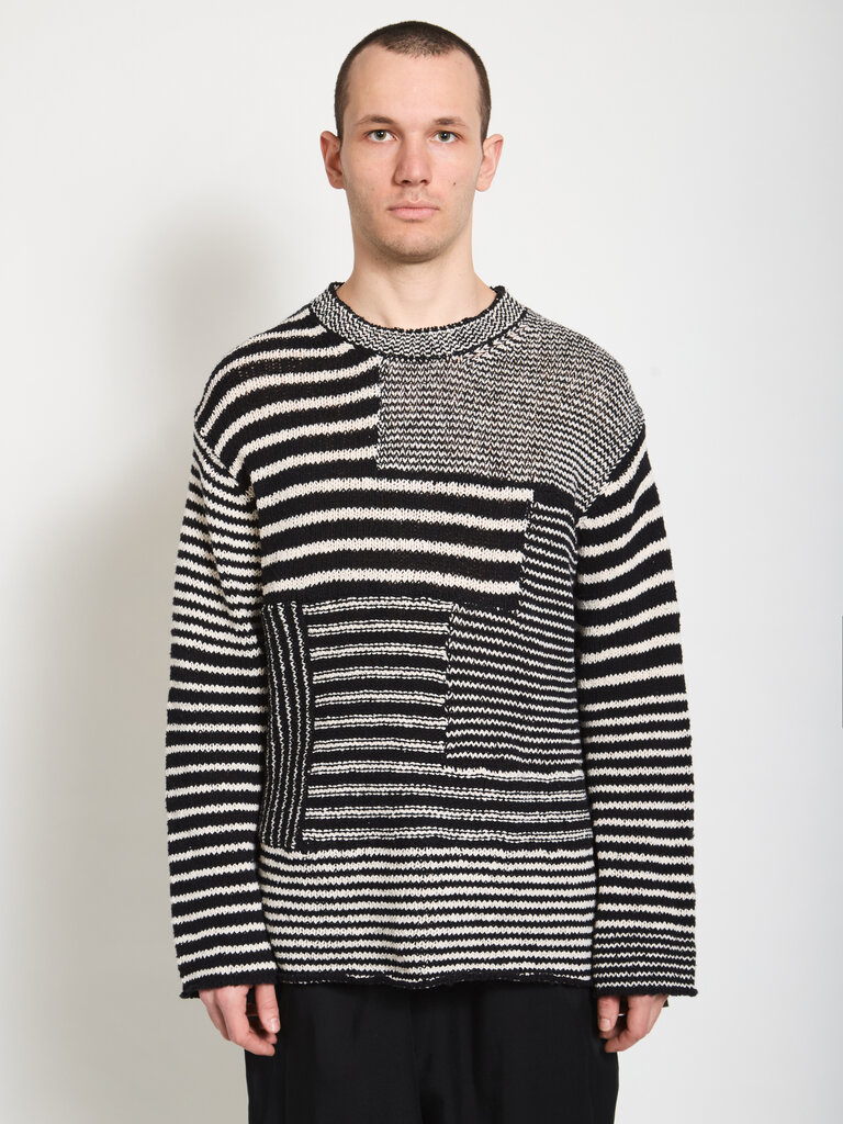 Yohji Yamamoto Chandail Round Neck LS Noir/Blanc