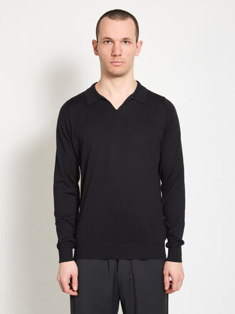 John Smedley Black Ayres Polo Shirt