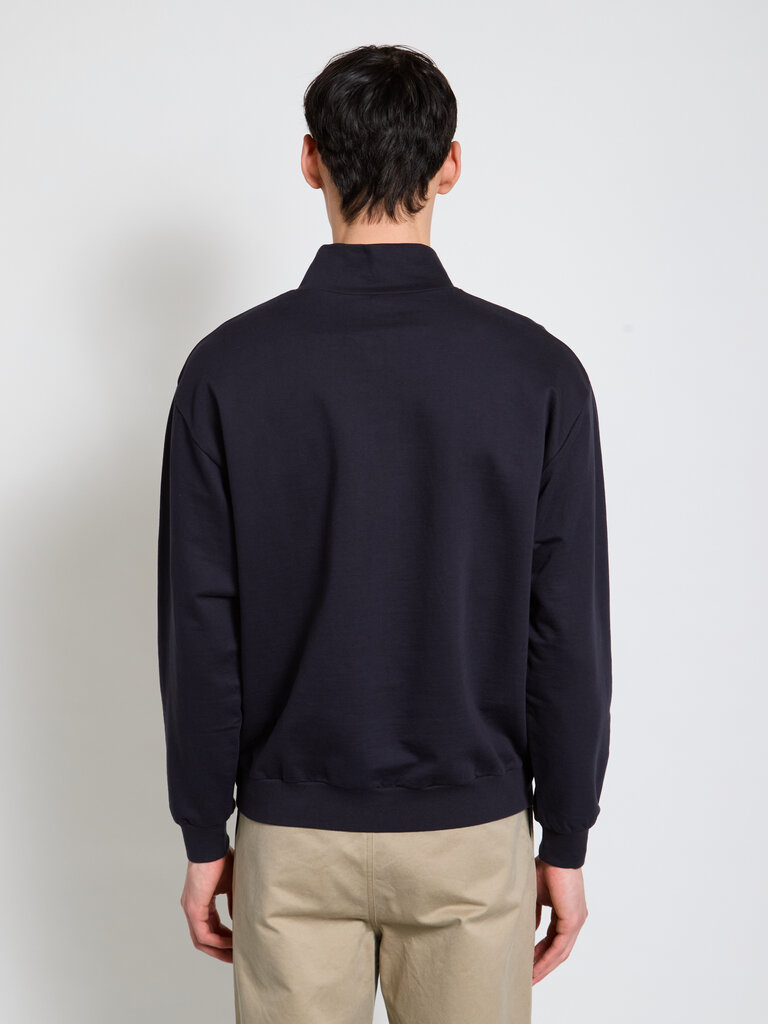 Auralee Chandail Elastic High Gauge Half Zip Ink Black