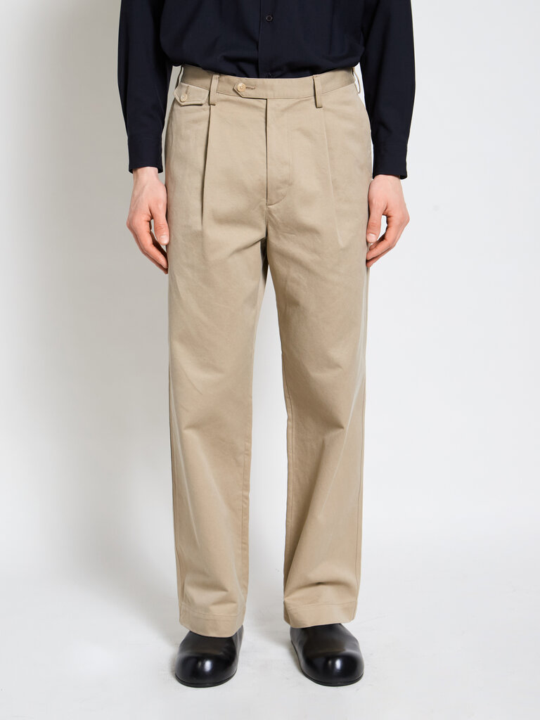 Auralee Pantalon Washed Finx Chino Khaki Pâle