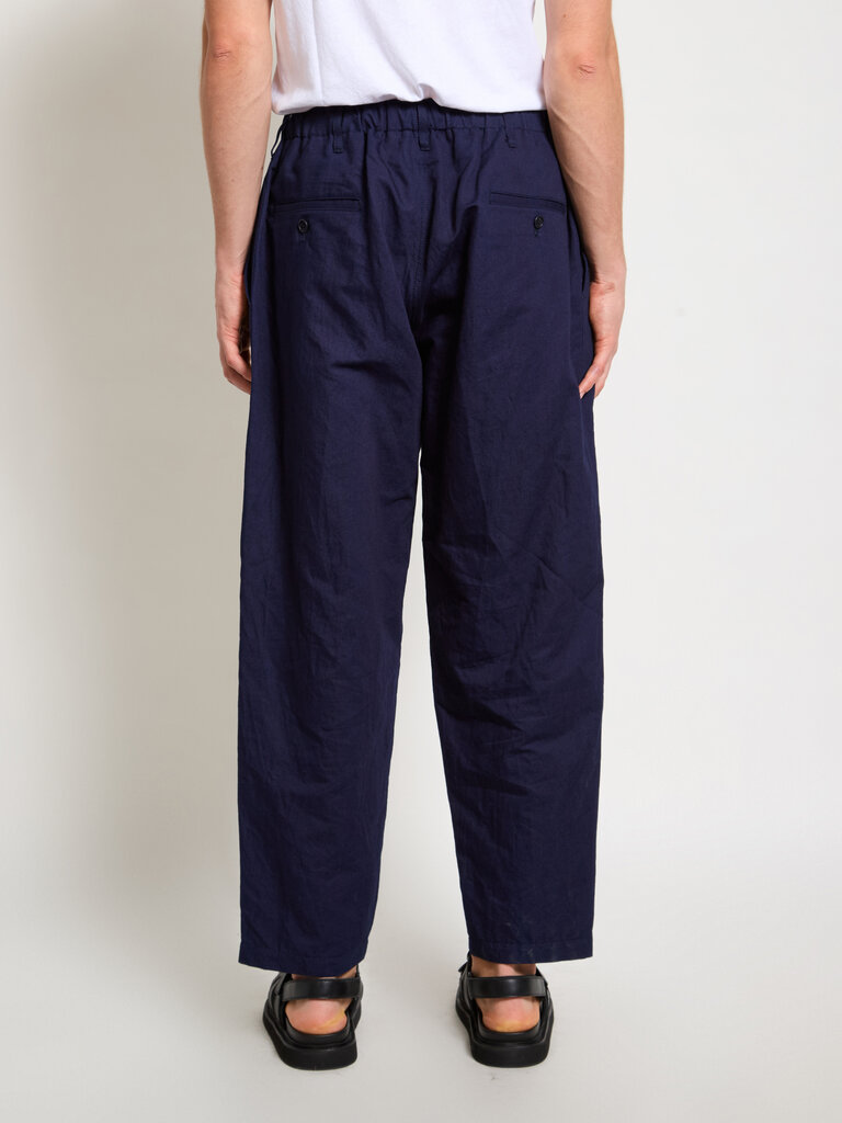 Yohji Yamamoto Navy Double Stitch Elastic Pants