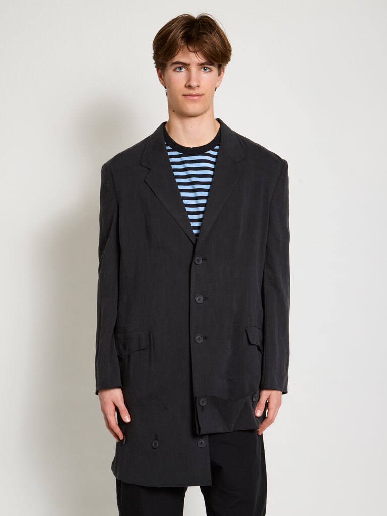 Yohji Yamamoto Black Hem Button Detail Jacket