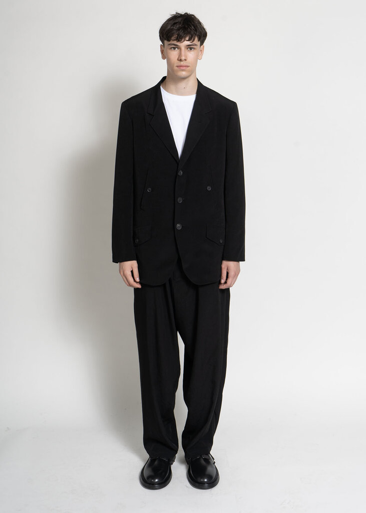 Yohji Yamamoto Veste 3 Button With Flap Noir