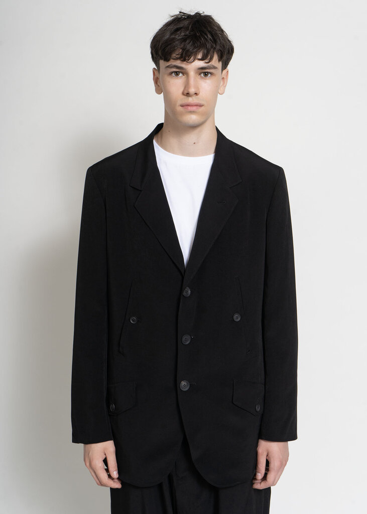Yohji Yamamoto Veste 3 Button With Flap Noir