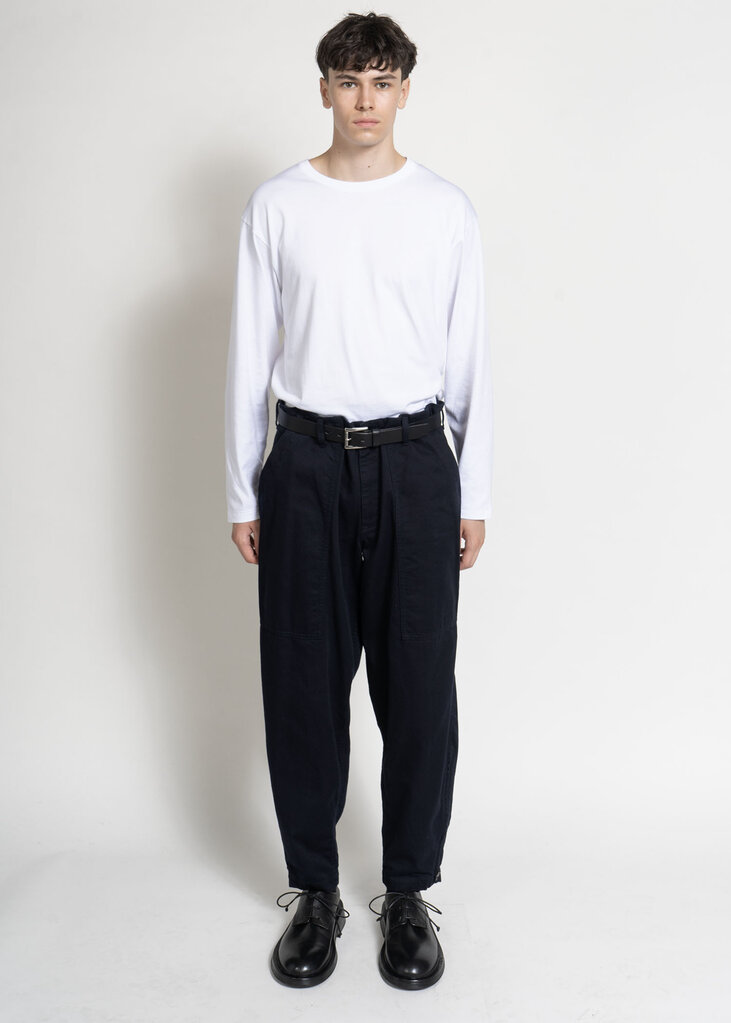 Yohji Yamamoto Navy Hem Zip Painter Pants