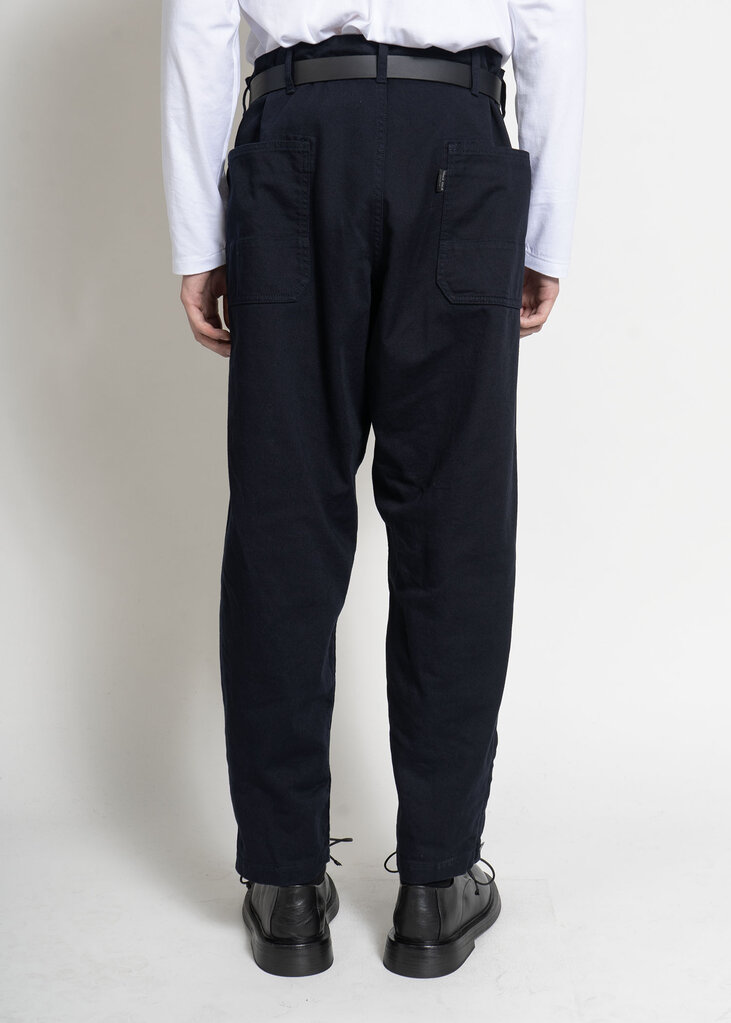 Yohji Yamamoto Navy Hem Zip Painter Pants