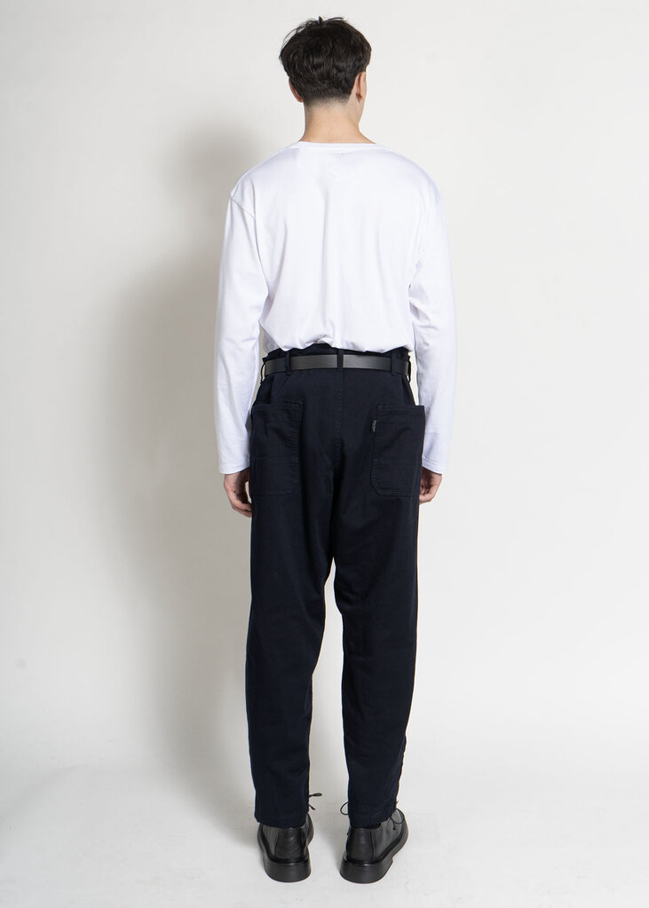 Yohji Yamamoto Navy Hem Zip Painter Pants