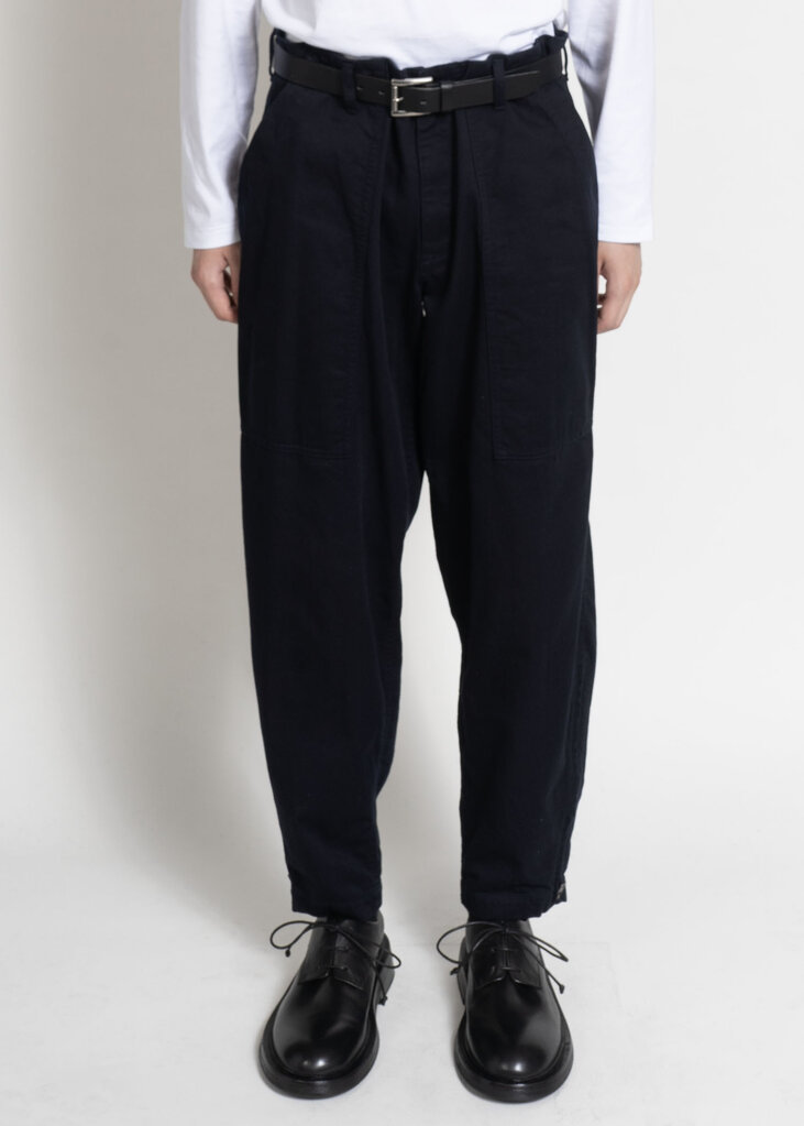 Yohji Yamamoto Navy Hem Zip Painter Pants
