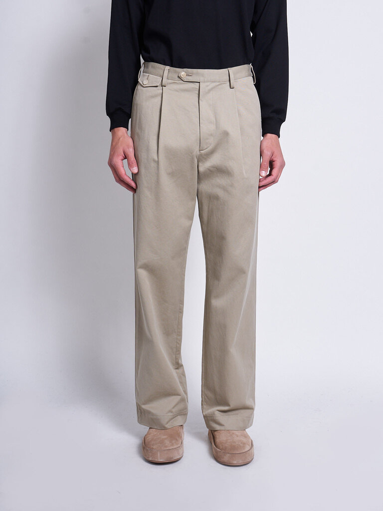 Auralee Pantalon Washed Finx Chino Khaki Pâle