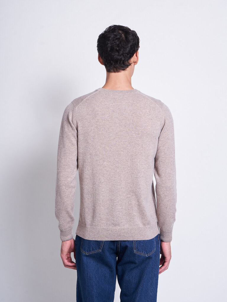 Sunspel Oatmeal Melange Cashmere Crew Sweater