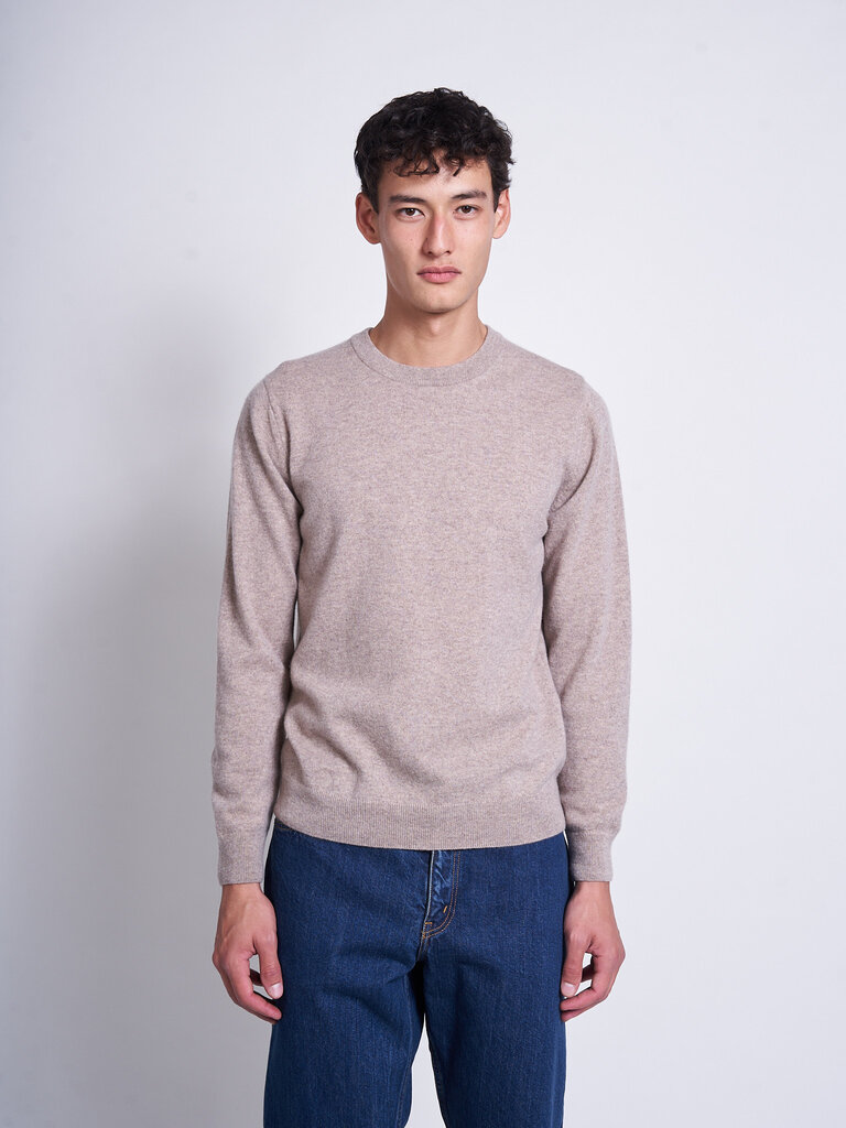 Sunspel Oatmeal Melange Cashmere Crew Sweater
