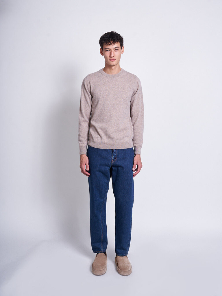 Sunspel Oatmeal Melange Cashmere Crew Sweater