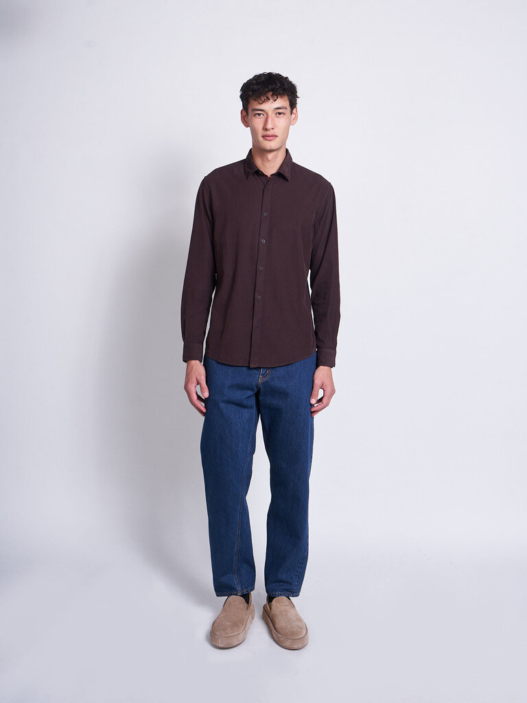 Sunspel Truffle Fine Cord Shirt