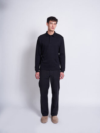 Sunspel Chandail Polo Heavy Weight Noir