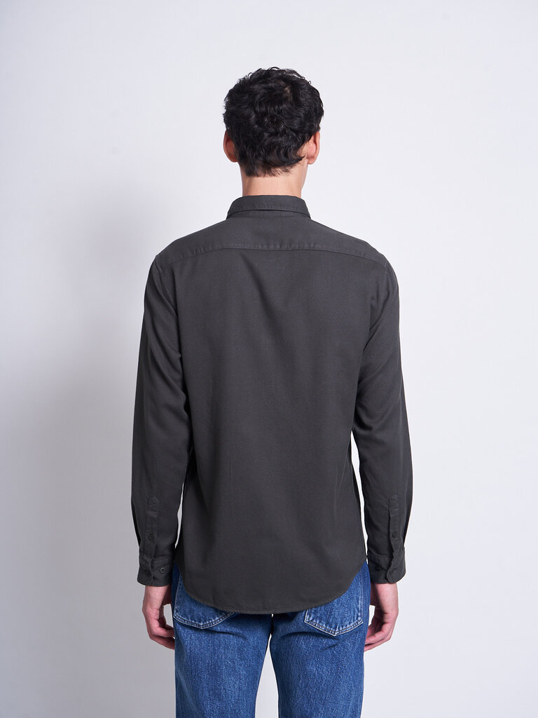 Sunspel Dark Green Brushed Flannel Shirt