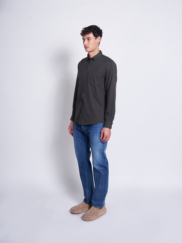 Sunspel Dark Green Brushed Flannel Shirt