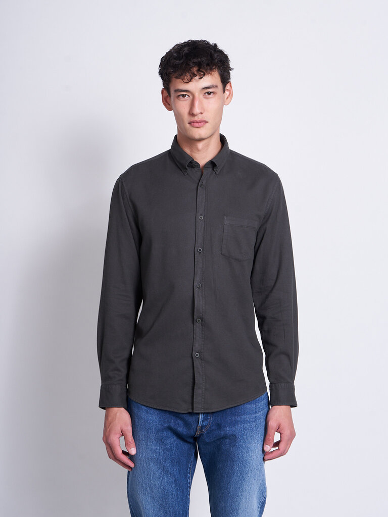 Sunspel Chemise Brushed Flannel Vert Foncé