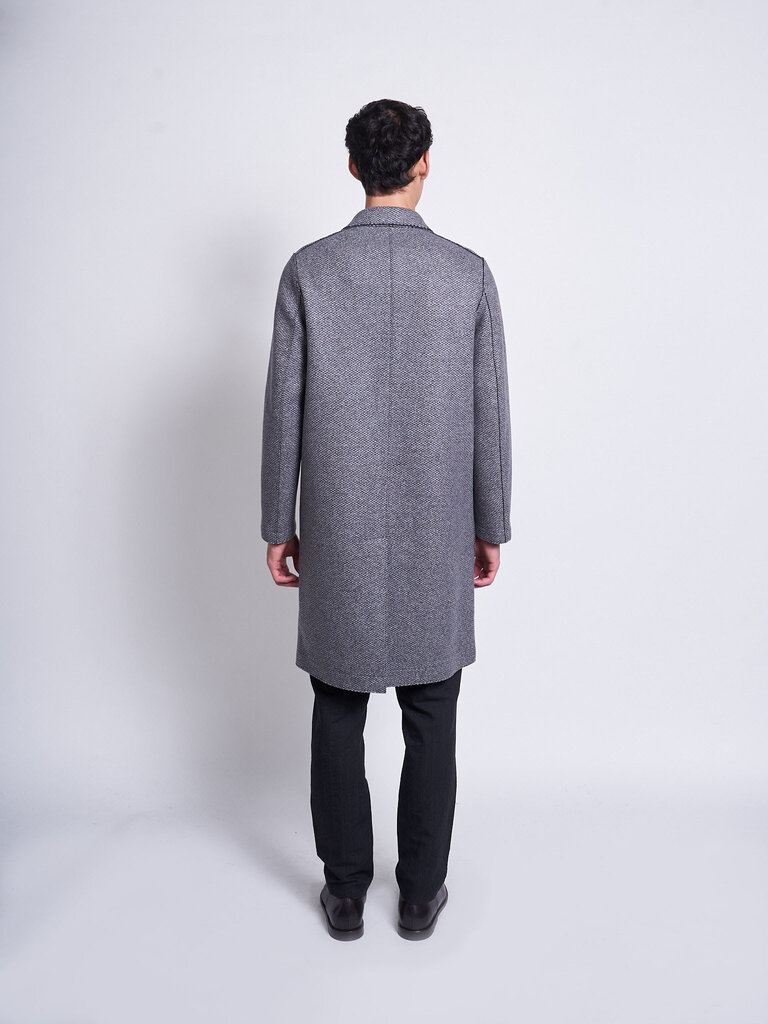 Harris Wharf London Manteau Overcoat Broken Twill Noir & Blanc