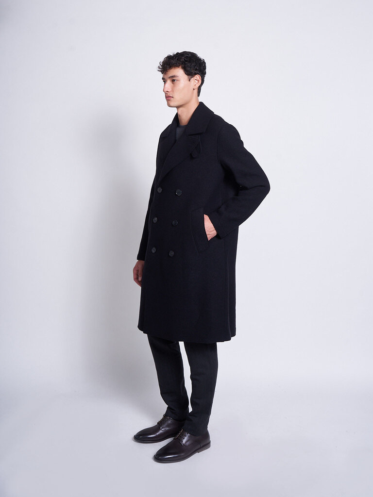 Harris Wharf London Black Peacoat Coat
