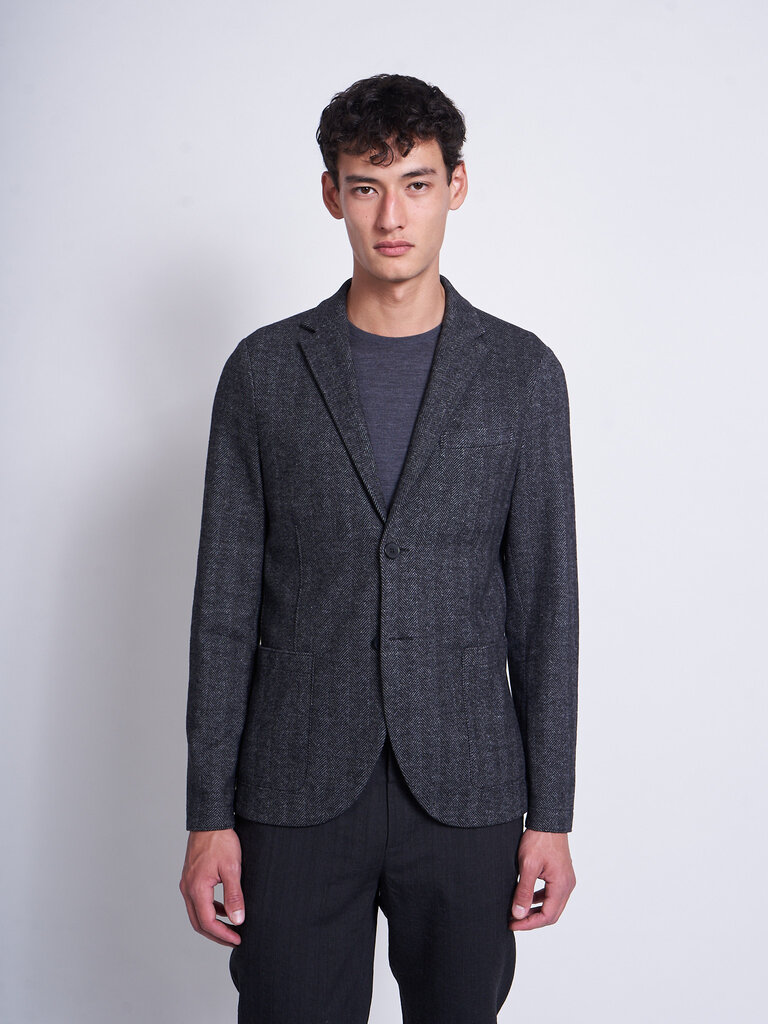 Harris Wharf London Salt & Pepper Herringbone 2B. Blazer