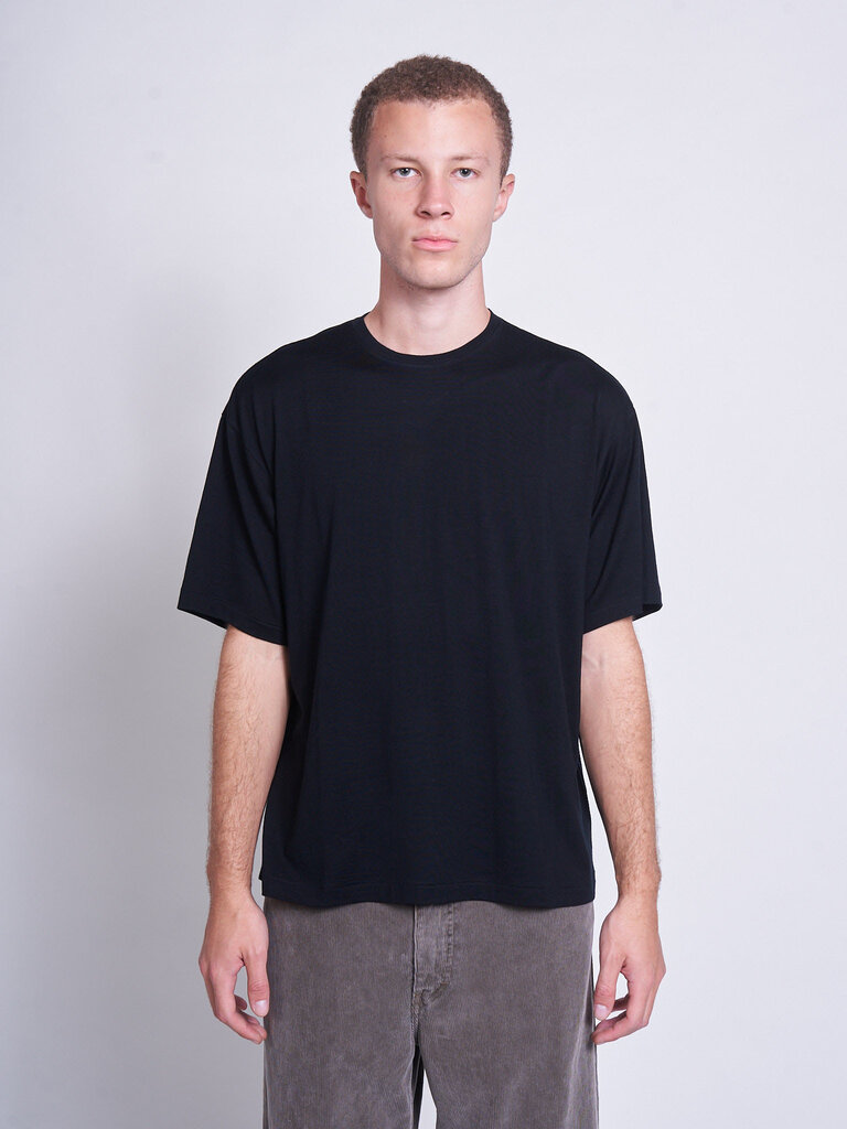 Auralee Black Wool Soft Jersey T-shirt