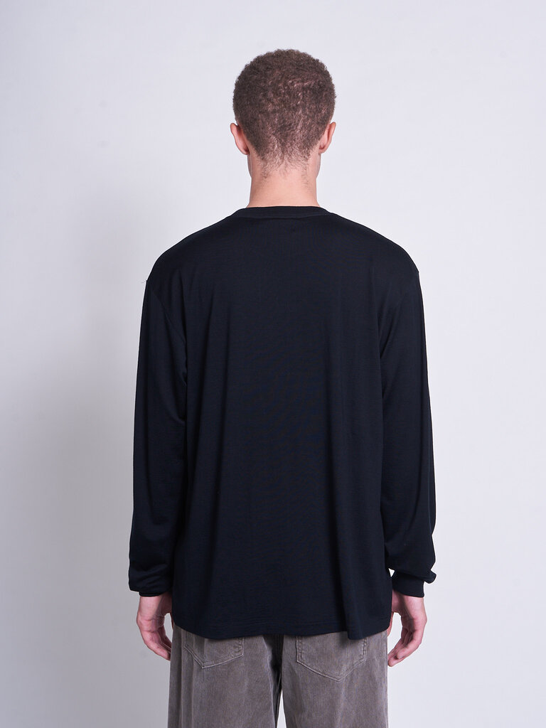 Auralee Black Wool Soft Jersey L/S Sweater