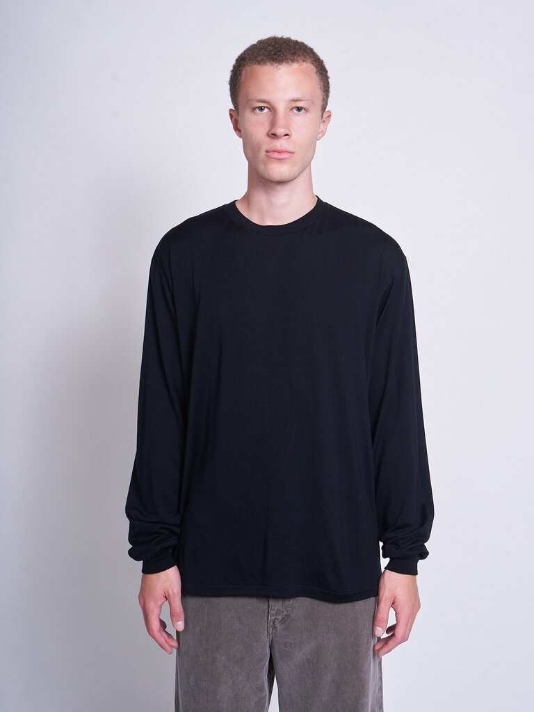 Auralee Black Wool Soft Jersey L/S Sweater