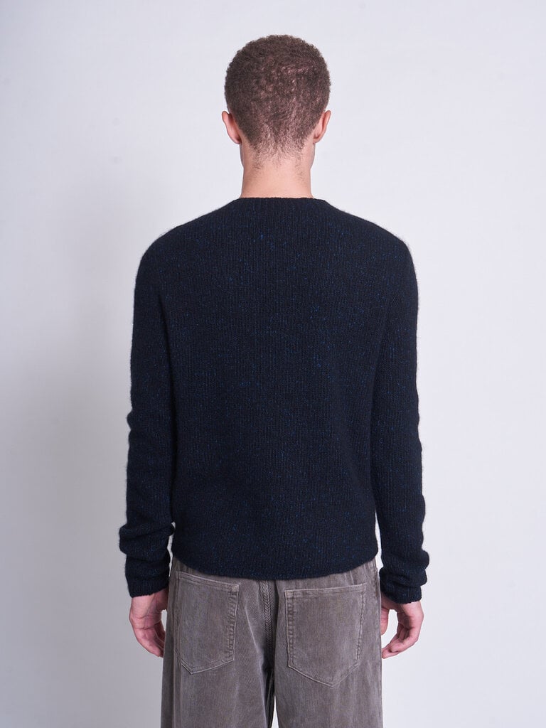 Auralee Chandail Cashmere Melange Knit Top Marine Noir