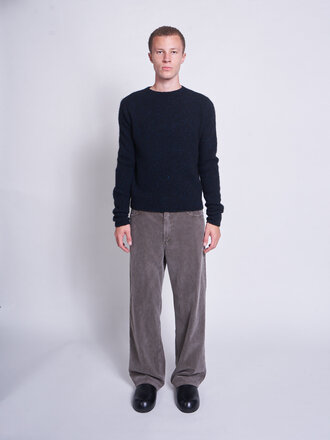 Auralee Top Navy Black Cashmere Melange Knit Sweater