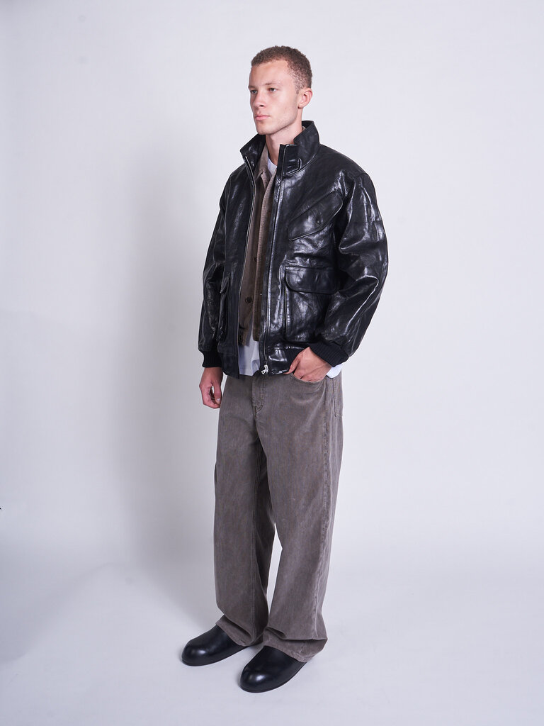 Auralee Blouson Lamb Leather Zip  Noir