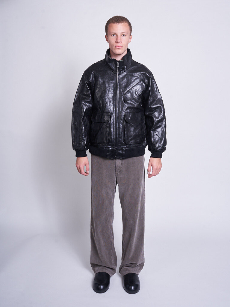 Auralee Blouson Lamb Leather Zip  Noir