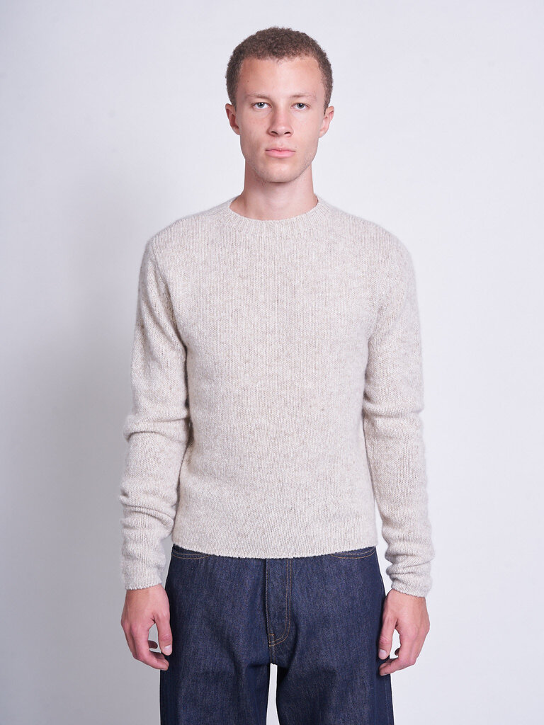 Auralee Chandail Cashmere Melange Knit Top Gris Beige