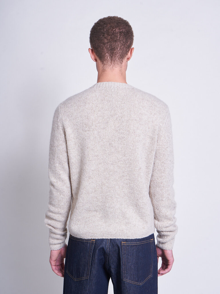 Auralee Chandail Cashmere Melange Knit Top Gris Beige