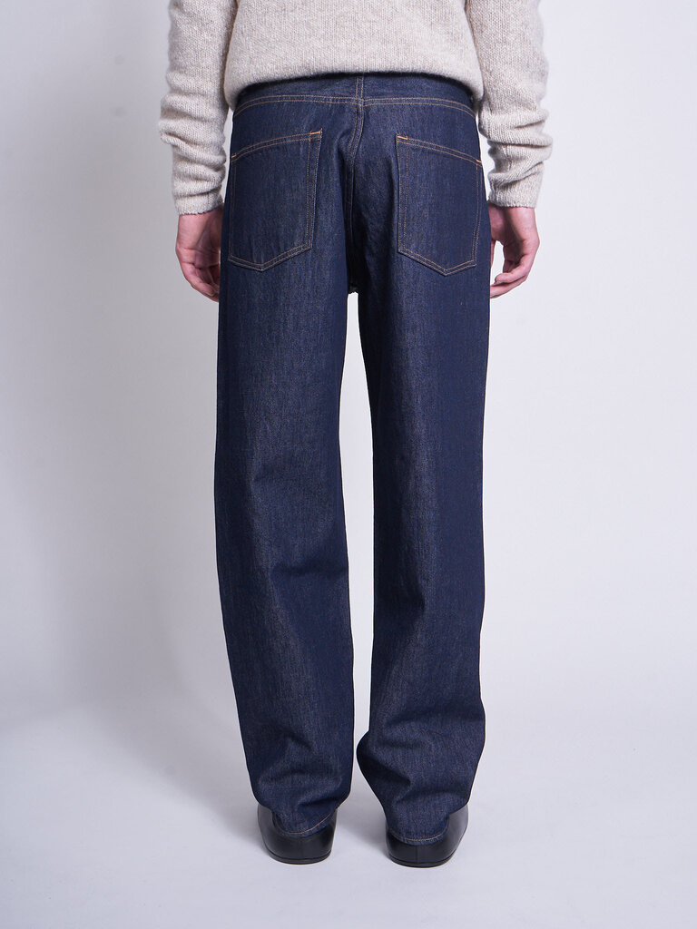 Auralee Indigo Hard Twisted Denim Wide Jeans