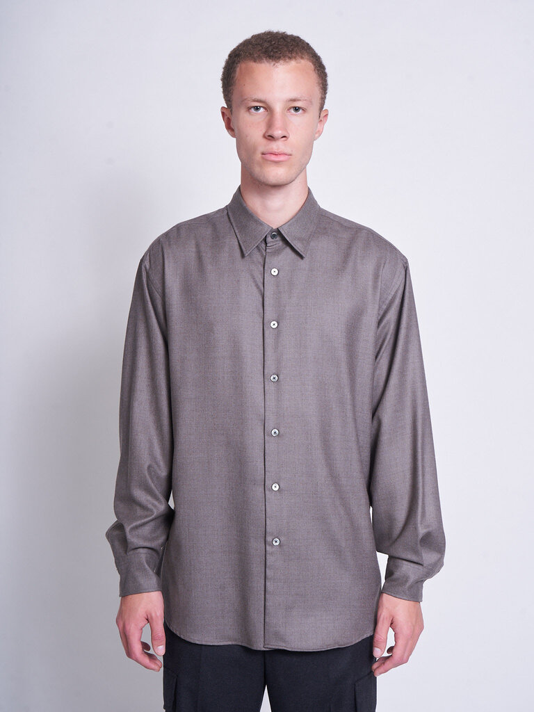 Auralee Top Brown Super Light Wool Shirt