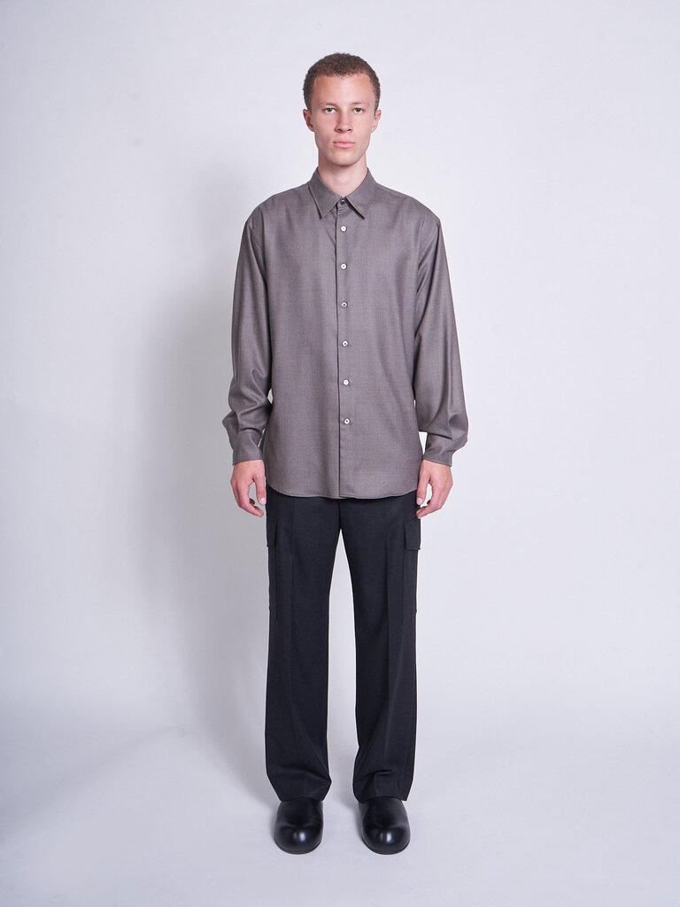 Auralee Top Brown Super Light Wool Shirt