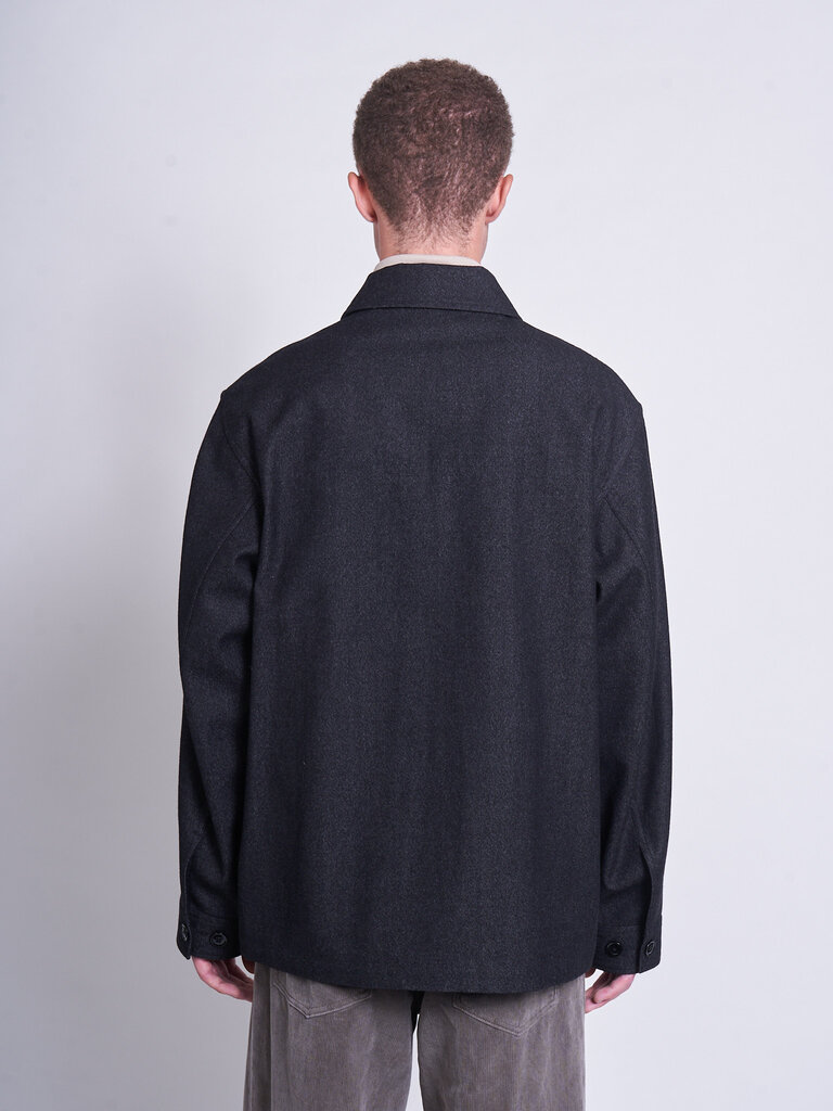 Lemaire Surchemise One Pocket Noir/Gris Mélange