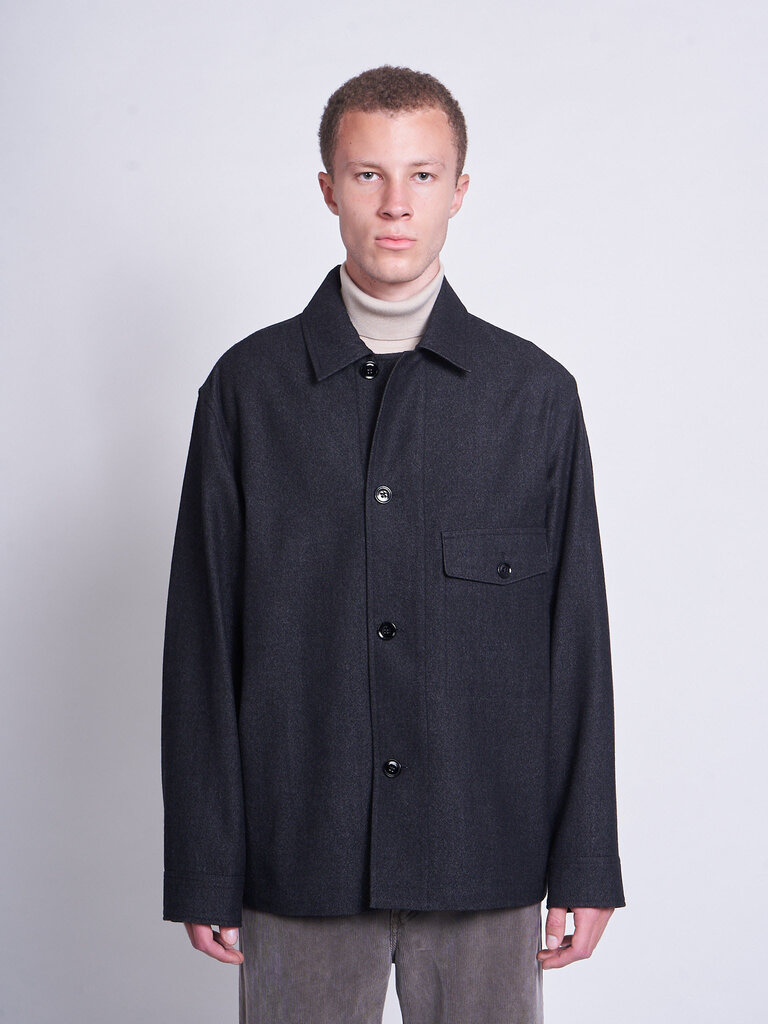 Lemaire Surchemise One Pocket Noir/Gris Mélange