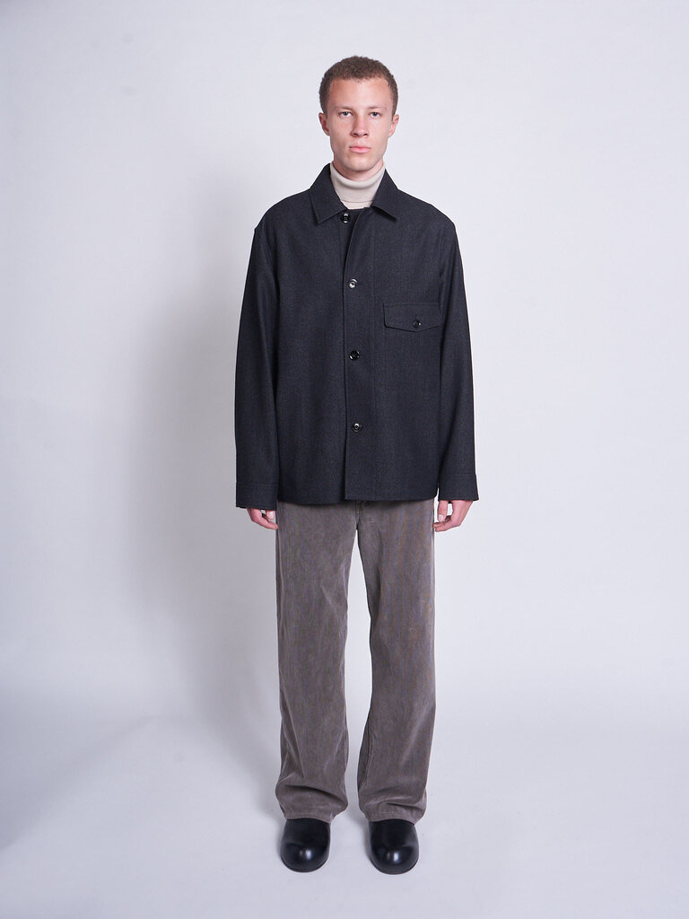 Lemaire Black/Gray Melange One Pocket Overshirt