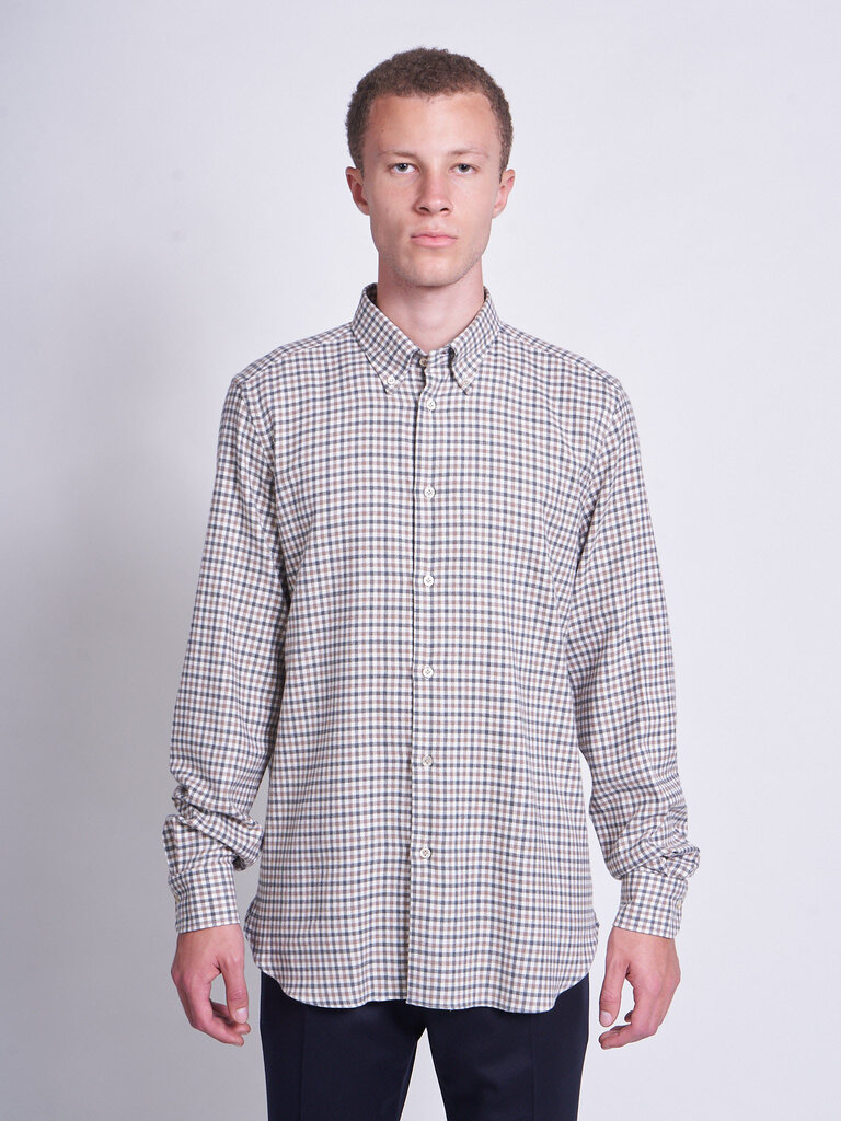 Boglioli Gray/Brown Checkered 620-FB5854 Shirt
