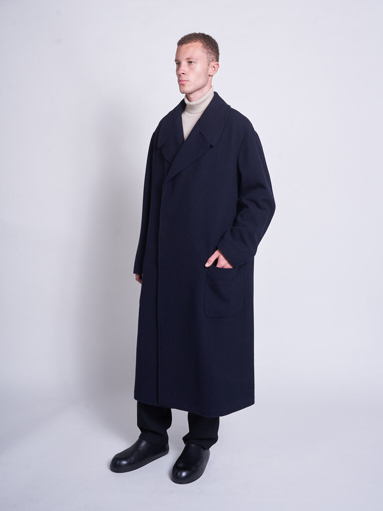 Yohji Yamamoto Navy F Snap Long Coat