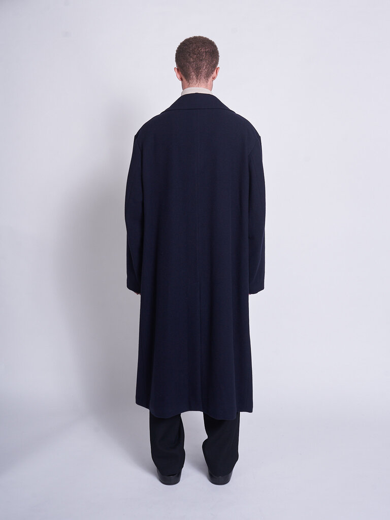 Yohji Yamamoto Navy F Snap Long Coat