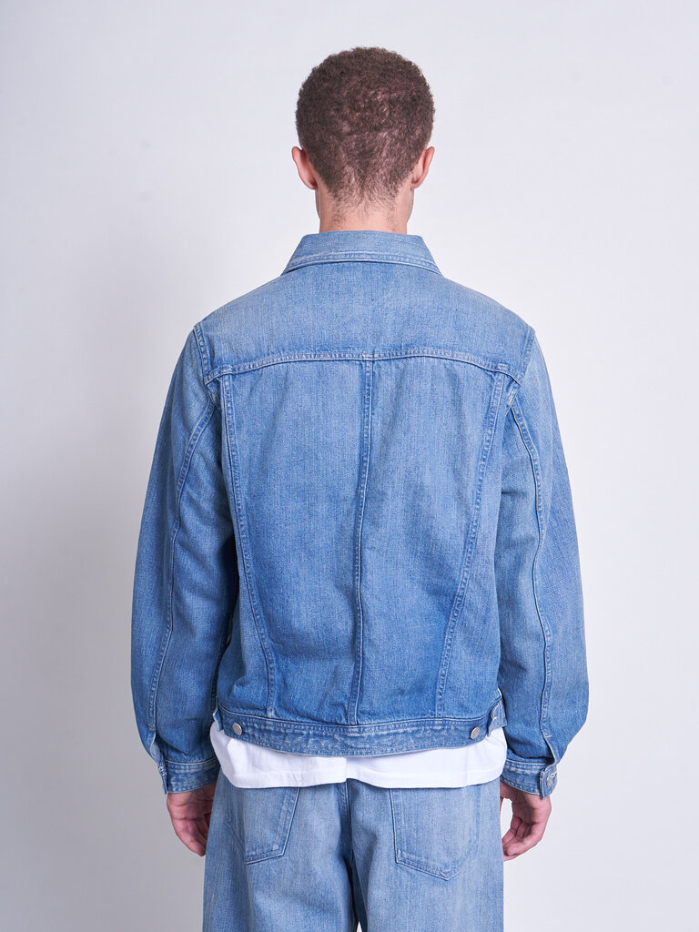 Auralee Blouson Selvedge Faded Light Denim Indigo Délavé Pâle