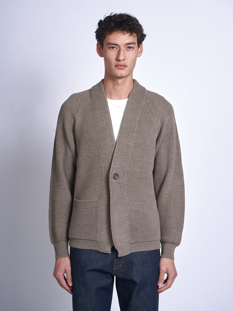 Batoner Cardigan Waso 1 Button Brun Mélange