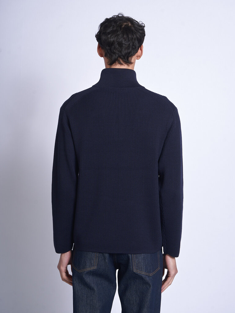 Batoner Chandail Solid Wool Rib Half Zip Marine