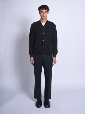 Batoner Charcoal Cashmere Fox V Neck Cardigan