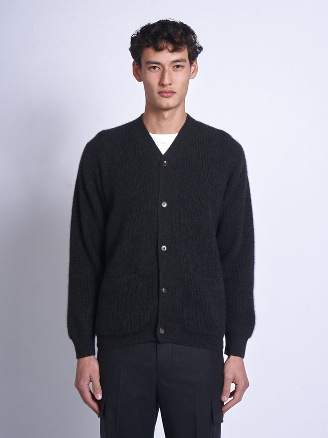 トップス BATONER FLEECE WOOL V-NECK CARDIGAN BATONER Cashmere Fox V Cardigan Charcoal | HAVEN