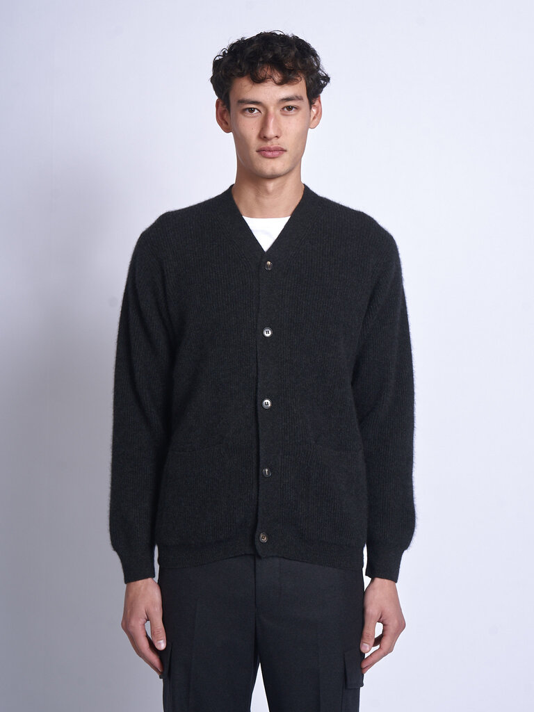 Batoner Cardigan Cashmere Fox V Neck Charcoal