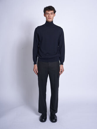 Batoner Navy Superior Merino Turtleneck Sweater