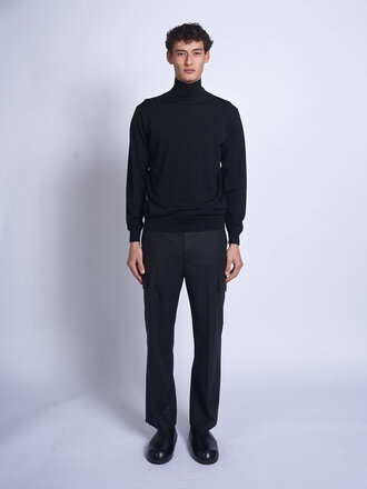Batoner Black Superior Merino Turtleneck Sweater